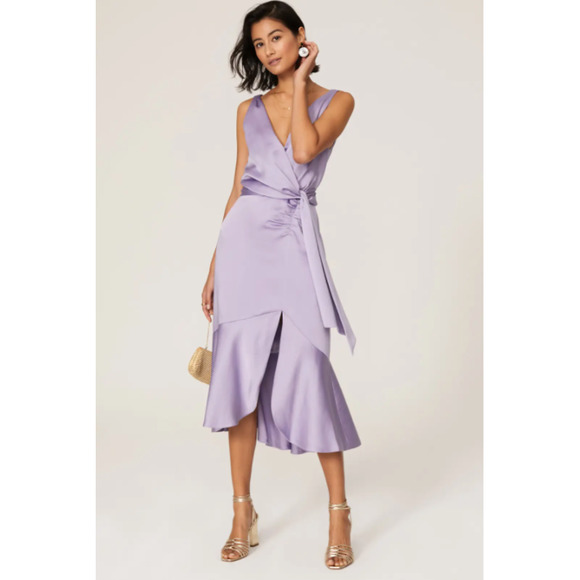 Elegant Lavender Midi Dress - Picture 13 of 14